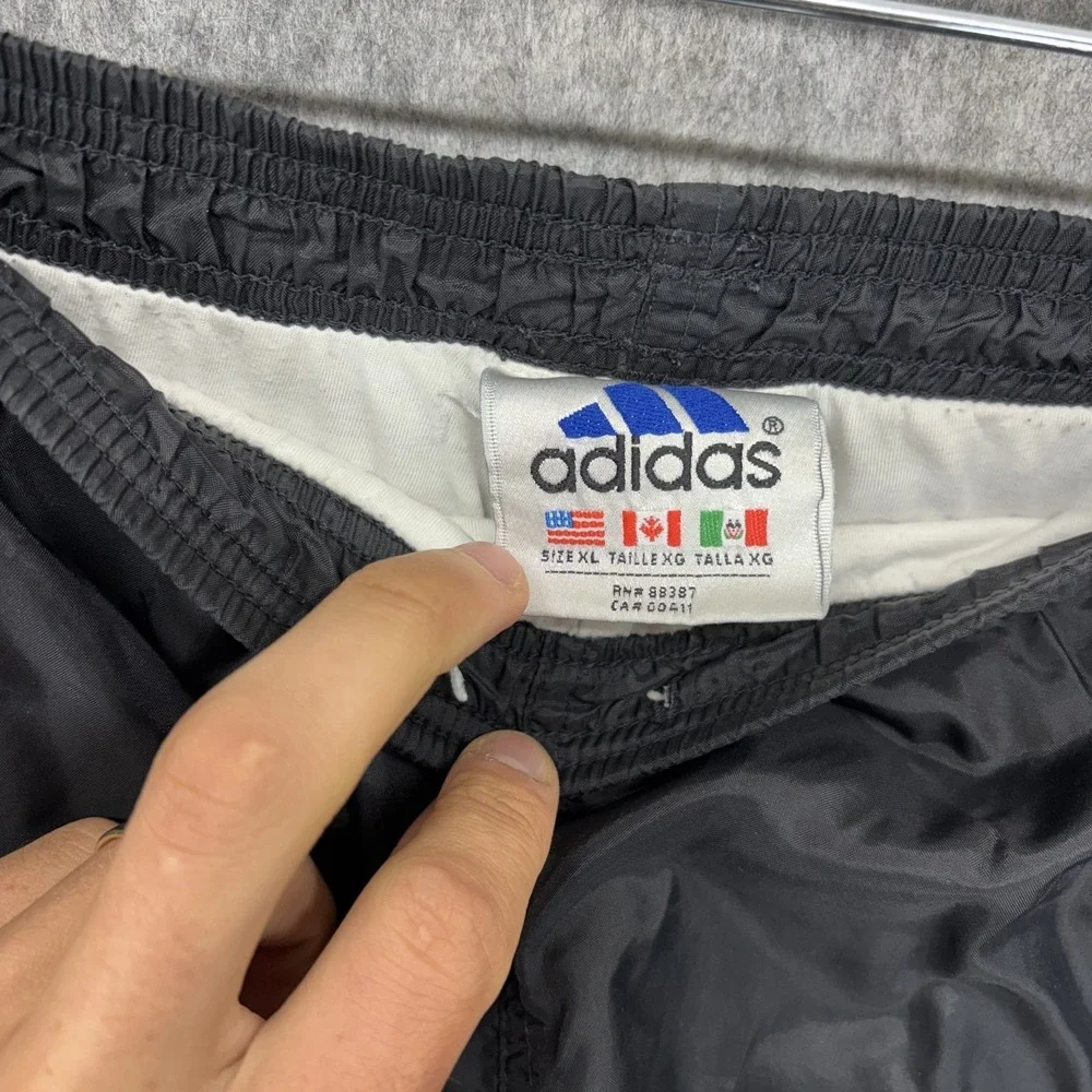Vintage Adidas Tracksuit Pants Men's XL Lined Striped Black Windbreaker‎ 90s